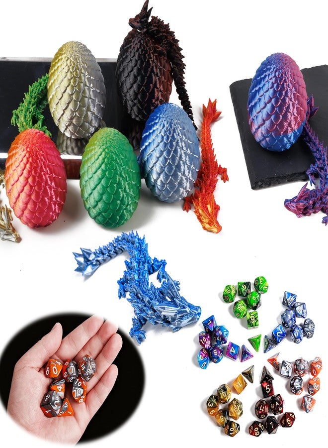PUGED DND Dice Set Included 42 Pieces Polyhedral Dices 6 Pcs Dragon Eggs and Rolling Dice Tray for DND RPG MTG Table Games (Double Colors) - Image 5